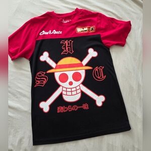Box Lunch Exclusive One Piece Straw Hat Crew Jolly Roger T-Shirt Size Medium